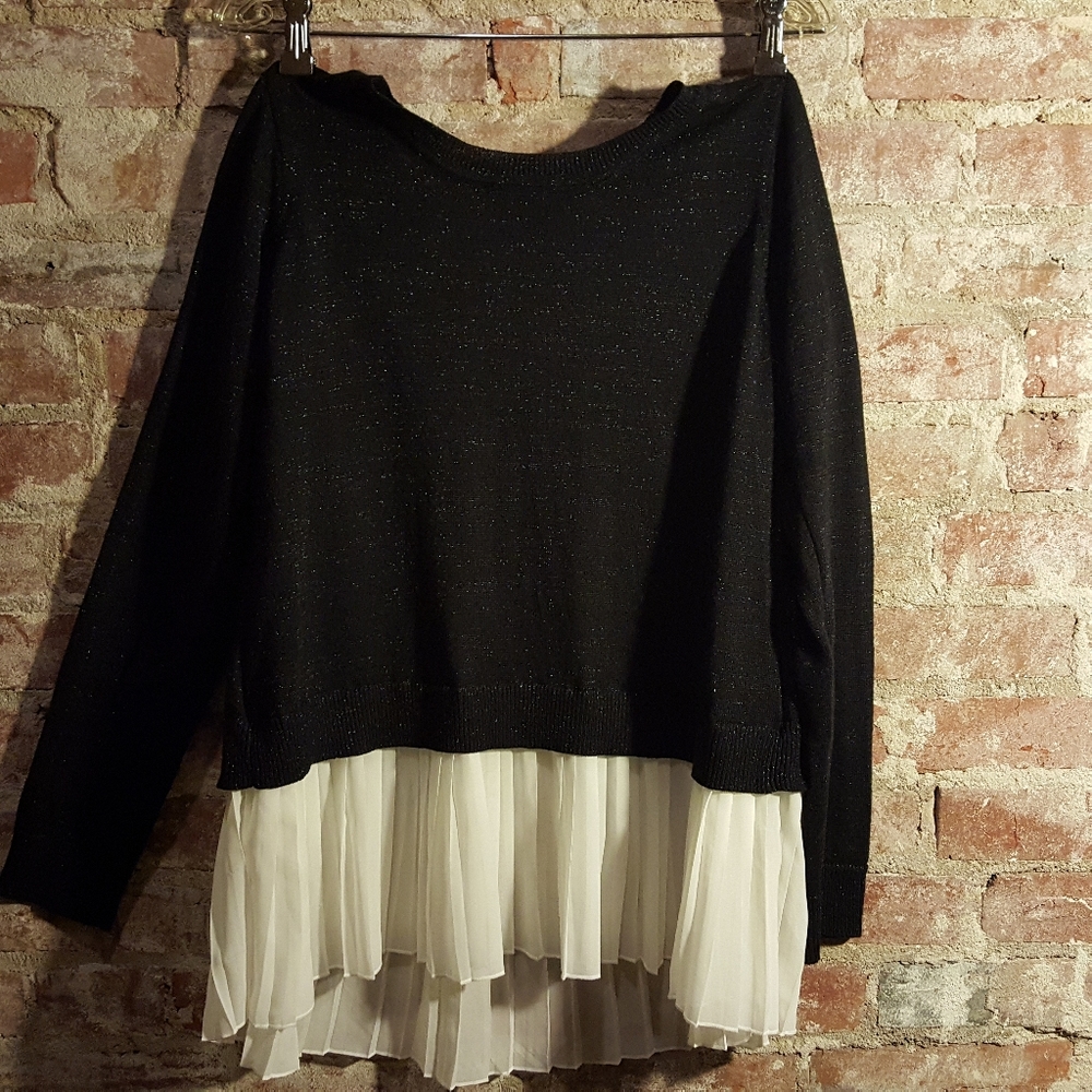 Black and White Sweater Blouse